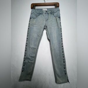 Free People Women’s Denim Lace-Up boho hippie moto grunge Jeans Size 26x26